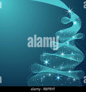 Sparkling Christmas Tree made of wave flow. Stock Vector
