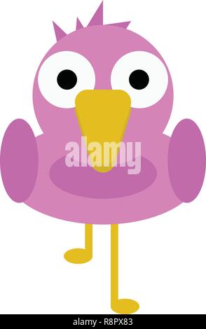 Bird Flamingo vector illustration of a cute cartoon animal character for kids. Stock Vector