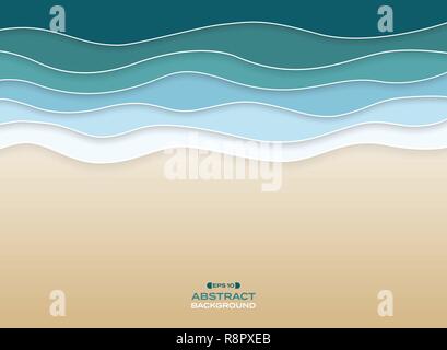 Abstract of coast sea wavy blue water color background. vector eps10 Stock Vector