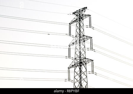 High voltage pole isolated on white background Stock Photo