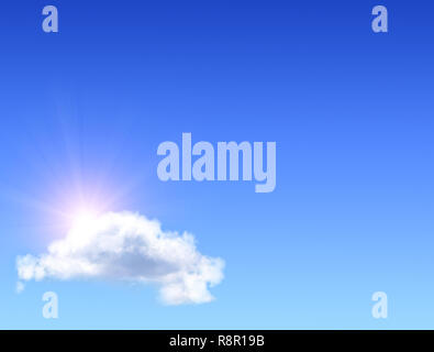 Bright sun and cloud in the blue sky Stock Photo