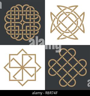 A set of the ancient symbols executed in the Celtic style. Secret signs, knots and interlacings. Concept of secret and origin of mankind. The mascots  Stock Vector