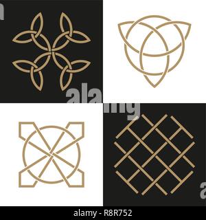 A set of the ancient symbols executed in the Celtic style. Secret signs, knots and interlacings. Concept of secret and origin of mankind. The mascots  Stock Vector