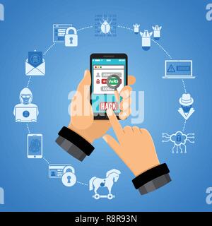 Cyber Crime Concept with Hacker Stock Vector