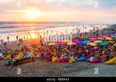 Indonesia, Bali, South, beach of Seminyak, aperitif at sunset Stock Photo