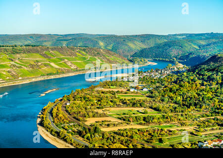 The great loop of the Rhine at Boppard in Germany Stock Photo