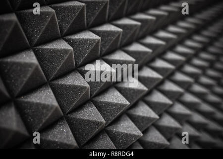 Foam soundproofing coating close-up. Recording studio details Stock Photo