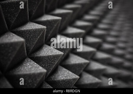 Foam soundproofing coating close-up. Recording studio details Stock Photo