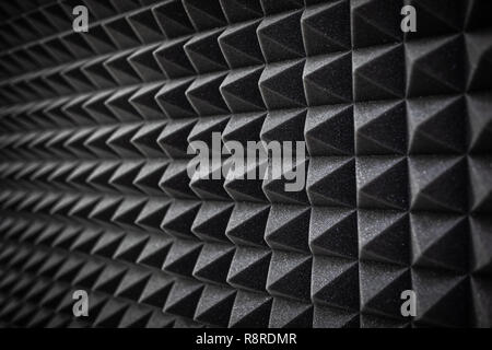 Foam soundproofing coating close-up. Recording studio details Stock Photo