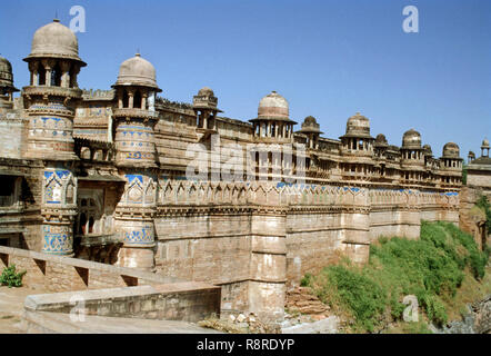 man mandir palace 1486-1517, gwalior fort, madhya pradesh, india Stock Photo