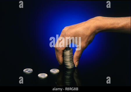 Hand, Five Rupees Coins, Concept Stock Photo - Alamy