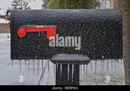 Mailboxes in winter Stock Photo