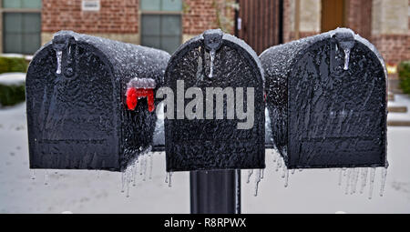 Mailboxes in winter Stock Photo