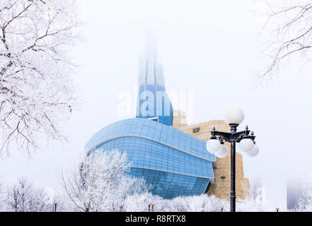 Canadian Museum for Human Rights on a frosty winter day, Winnipeg, Manitoba, Canada. Stock Photo