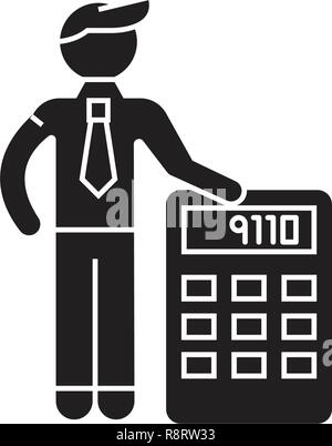 White collar black vector concept icon. White collar flat illustration, sign Stock Vector