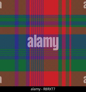 Classic color tartan pixel seamless pattern. Vector illustration. Stock Vector