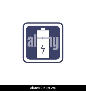 Battery icon or logo in flat style isolated on a white background Stock Vector