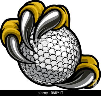 Eagle Bird Monster Claw Talons Holding Golf Ball Stock Vector