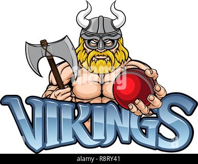 Viking Cricket Sports Mascot Stock Vector