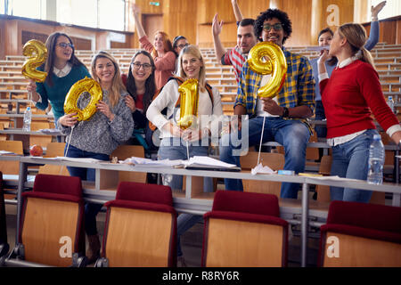young students having party on university celebrating holiday Stock Photo