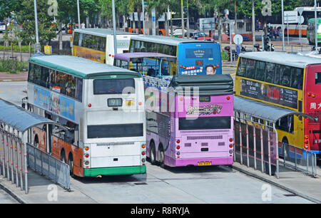 bus station, Central Ferry Piers, Hong Kong island, China Stock Photo