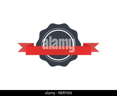 Black retro badge with red tape isolated on white Stock Vector