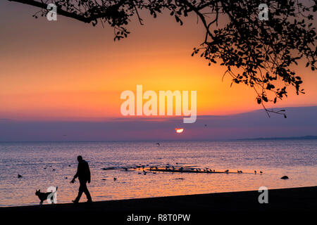 Lough Neagh Sunset at Antrim Town Stock Photo