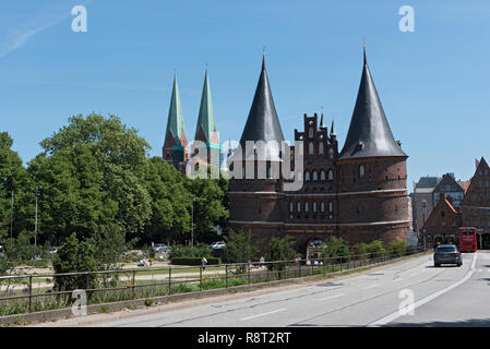 holsten gate (holstentor), a city gate in the center of luebeck Stock Photo