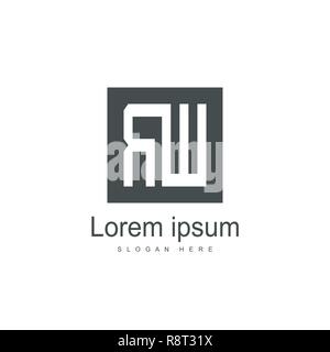 Initial Letter RW Logo Template Vector Design Stock Vector