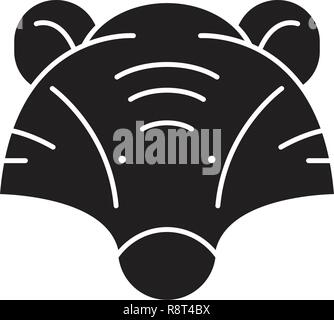 Badger head black vector concept icon. Badger head flat illustration, sign Stock Vector