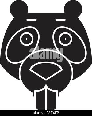 Beaver black vector concept icon. Beaver flat illustration, sign Stock Vector