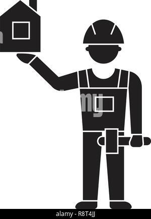 Birdhouse maker black vector concept icon. Birdhouse maker flat illustration, sign Stock Vector