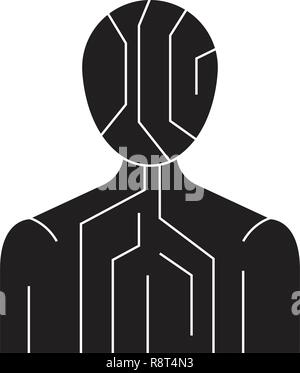 Body digital structure black vector concept icon. Body digital structure flat illustration, sign Stock Vector