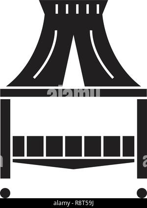 Canopy bed black vector concept icon. Canopy bed flat illustration, sign Stock Vector