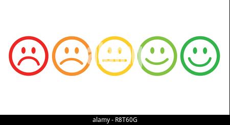 rating satisfaction feedback in form of emotions excellent good normal bad awful vector illustration Stock Vector