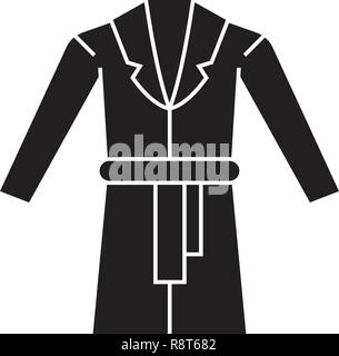 Dressing gown black vector concept icon. Dressing gown flat illustration, sign Stock Vector