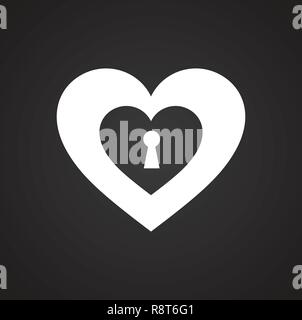 Heart pad lock icon on black background for graphic and web design, Modern simple vector sign. Internet concept. Trendy symbol for website design web button or mobile app. Stock Vector