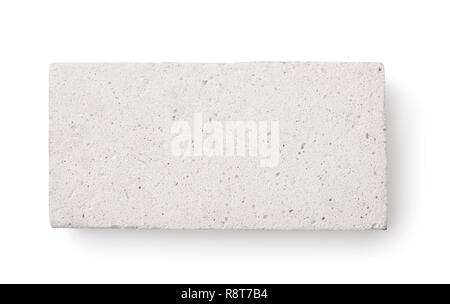 Top view of lightweight foamed gypsum brick isolated on white Stock Photo