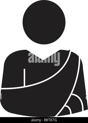 Fracture dressing black vector concept icon. Fracture dressing flat illustration, sign Stock Vector