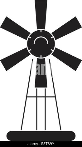 Garden windmill black vector concept icon. Garden windmill flat illustration, sign Stock Vector