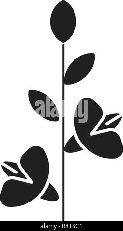 Gladiola black vector concept icon. Gladiola flat illustration, sign Stock Vector