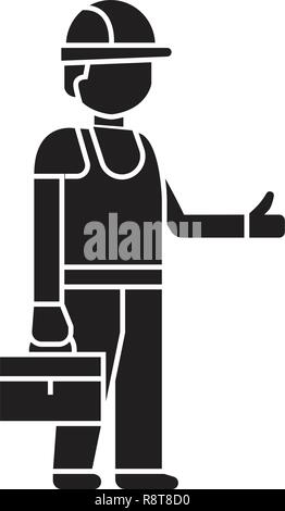 Good construction work black vector concept icon. Good construction work flat illustration, sign Stock Vector