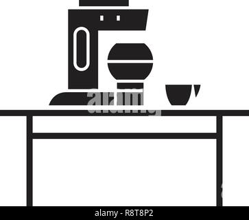 Household juicer black vector concept icon. Household juicer flat illustration, sign Stock Vector