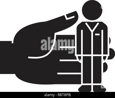 human recources, key person linear icon, sign, symbol, vector on ...