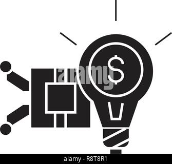 Idea generation black vector concept icon. Idea generation flat illustration, sign Stock Vector