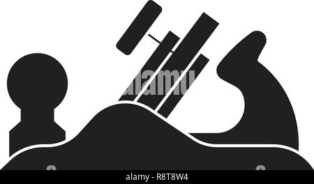 Jack plane black vector concept icon. Jack plane flat illustration, sign Stock Vector