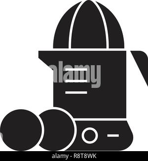 Juice squeezer black vector concept icon. Juice squeezer flat illustration, sign Stock Vector