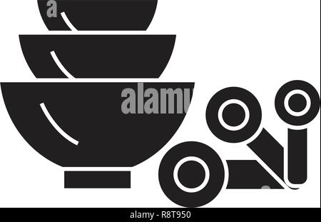 Measuring spoons black vector concept icon. Measuring spoons flat illustration, sign Stock Vector