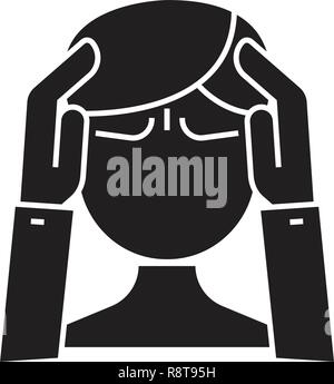 Mental activity black vector concept icon. Mental activity flat illustration, sign Stock Vector