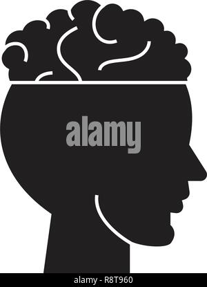 Migraine black vector concept icon. Migraine flat illustration, sign Stock Vector